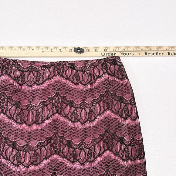 Rickie Freeman Teri Jon Skirt Size 12 Pink Silk Lace Whimsigoth Goth Fairycore - Picture 8 of 9